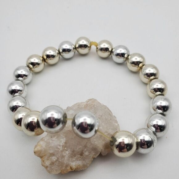 Cranberry frosted silver Tin man bracelet B1320‎ - Picture 1 of 3